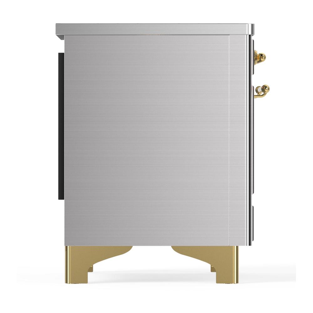 ILVE UMIB36QNR3SSG Majestic III 36 inch Induction Range with 6 Elements, 3.5 cu. ft. Total Oven Capacity (Solid Door, Stainless Steel, Brass)