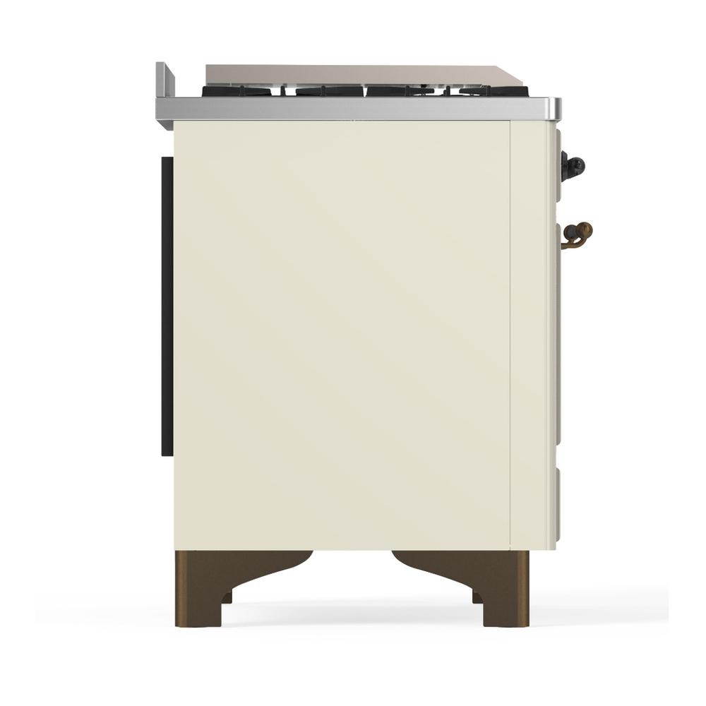 ILVE UM48FNR3AWB Majestic III 48 inch Dual Fuel Range with 8 Burners and Griddle, Dual Function Burner up to 25,000 BTU (Natural Gas, Triple Glass Door, Antique White, Burnished)
