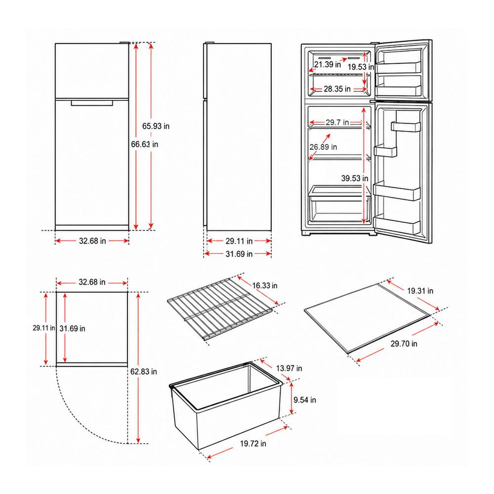 Verona VEFTF3324RSL 33 inch Top Freezer Refrigerator with 24 cu. ft. Total Capacity, Reversible Doors, Recessed Handle, Energy Star (Stainless Steel Look)