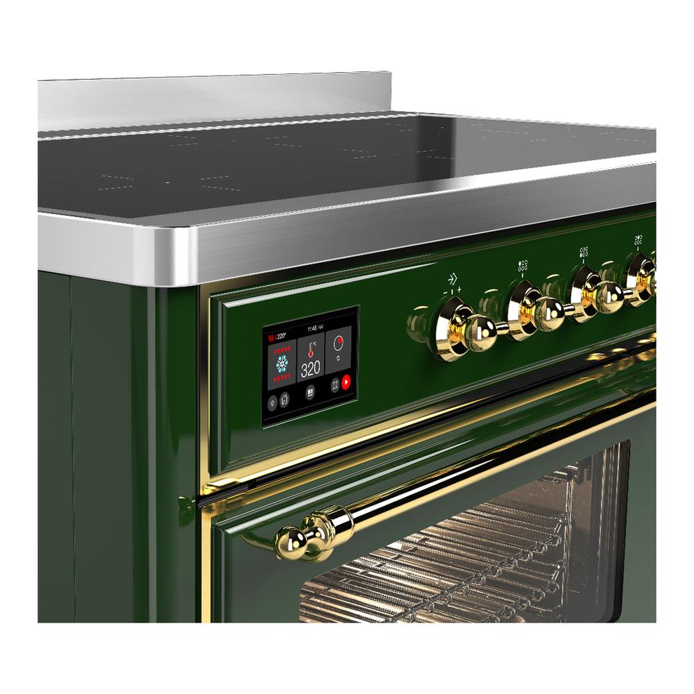 ILVE UMIB48NR3EGG Majestic III 48 inch Induction Range with 6 Elements, 5.02 cu. ft. Total Oven Capacity (Triple Glass Door, Emerald Green, Brass)