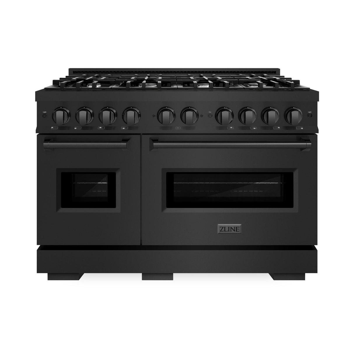 ZLINE 48 in. 6.7 cu. ft. Classic Double Oven Dual Fuel Range with 8 Burner Gas Cooktop in Black Stainless Steel (CDRB-48)