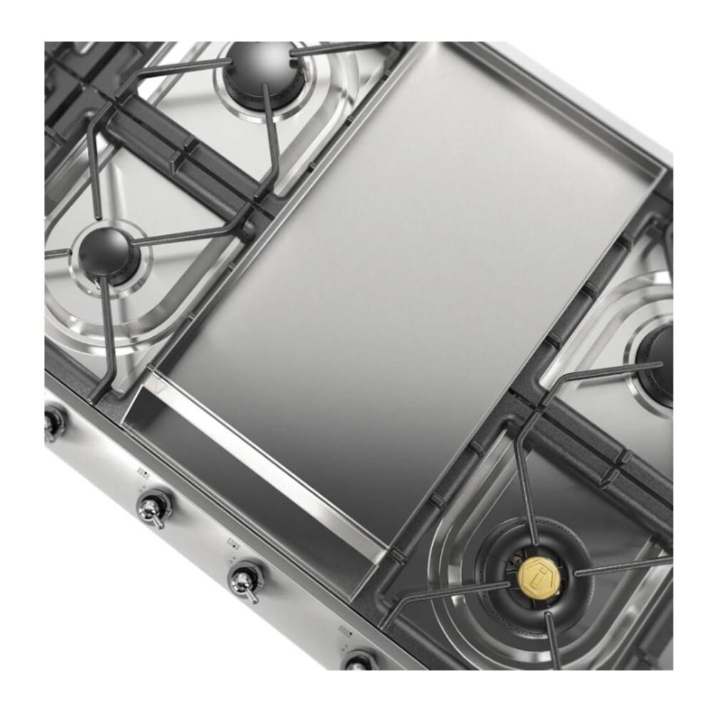 ILVE UHCP1265FNSSCLP Nostalgie II 48 inch Built-In Gas Cooktop with 8 Burners, Griddle, in Stainless Steel (Liquid Propane, Chrome)