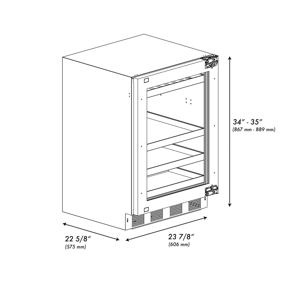 ZLINE 24 In. Touchstone Beverage Fridge with Panel-Ready Glass Door and Matte Black Handle (RBSPOZ-24-MB)