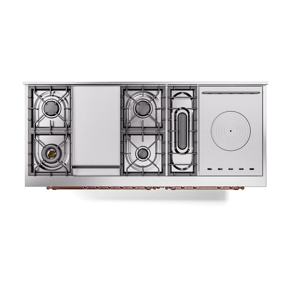 ILVE UN60FSNMPRAP Nostalgie II Noblesse 60 inch Dual Fuel Range (7 Sealed Burners + Griddle + French Top, Natural Gas, Triple Glass Door, RAL, Copper)