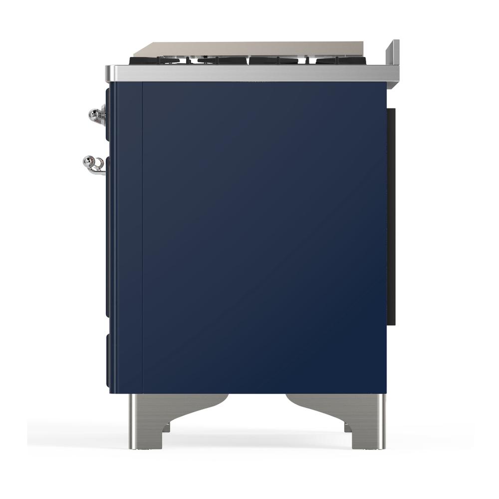 ILVE UMD40FNR3MBC Majestic III 40 inch Dual Fuel Range with 6 Burners and Griddle, Dual Function Burner up to 25,000 BTU (Natural Gas, Triple Glass Door, Midnight Blue, Chrome)