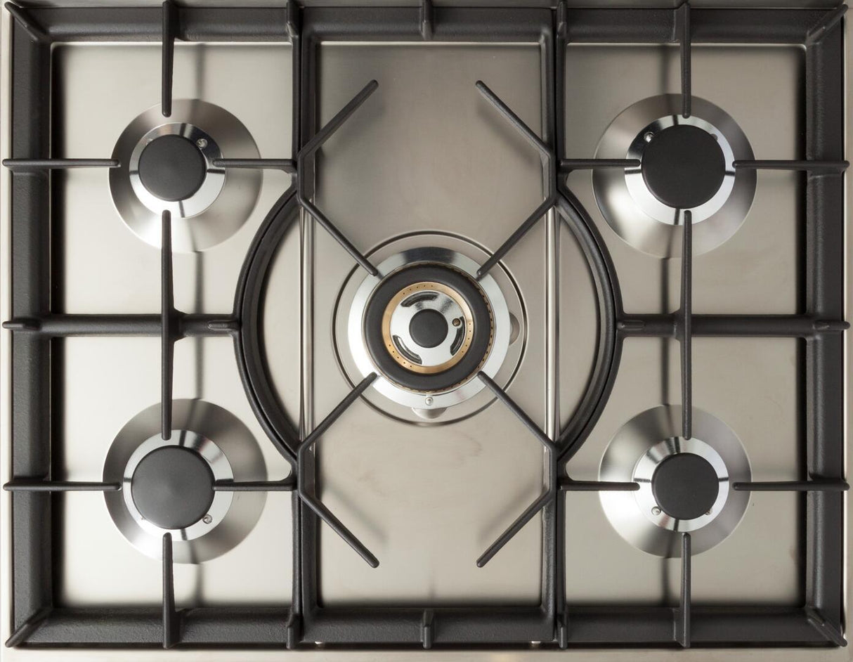Nostalgie 30 Inch Dual Fuel Natural Gas Freestanding Range in Stainless Steel with Brass Trim