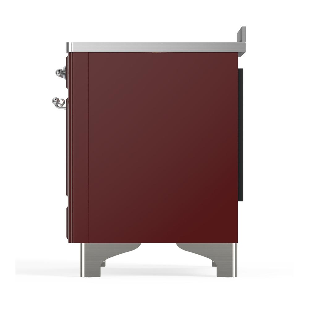 ILVE UMIB48QNR3BUC Majestic III 48 inch Induction Range with 6 Elements, 5.02 cu. ft. Total Oven Capacity (Solid Door, Burgundy, Chrome)