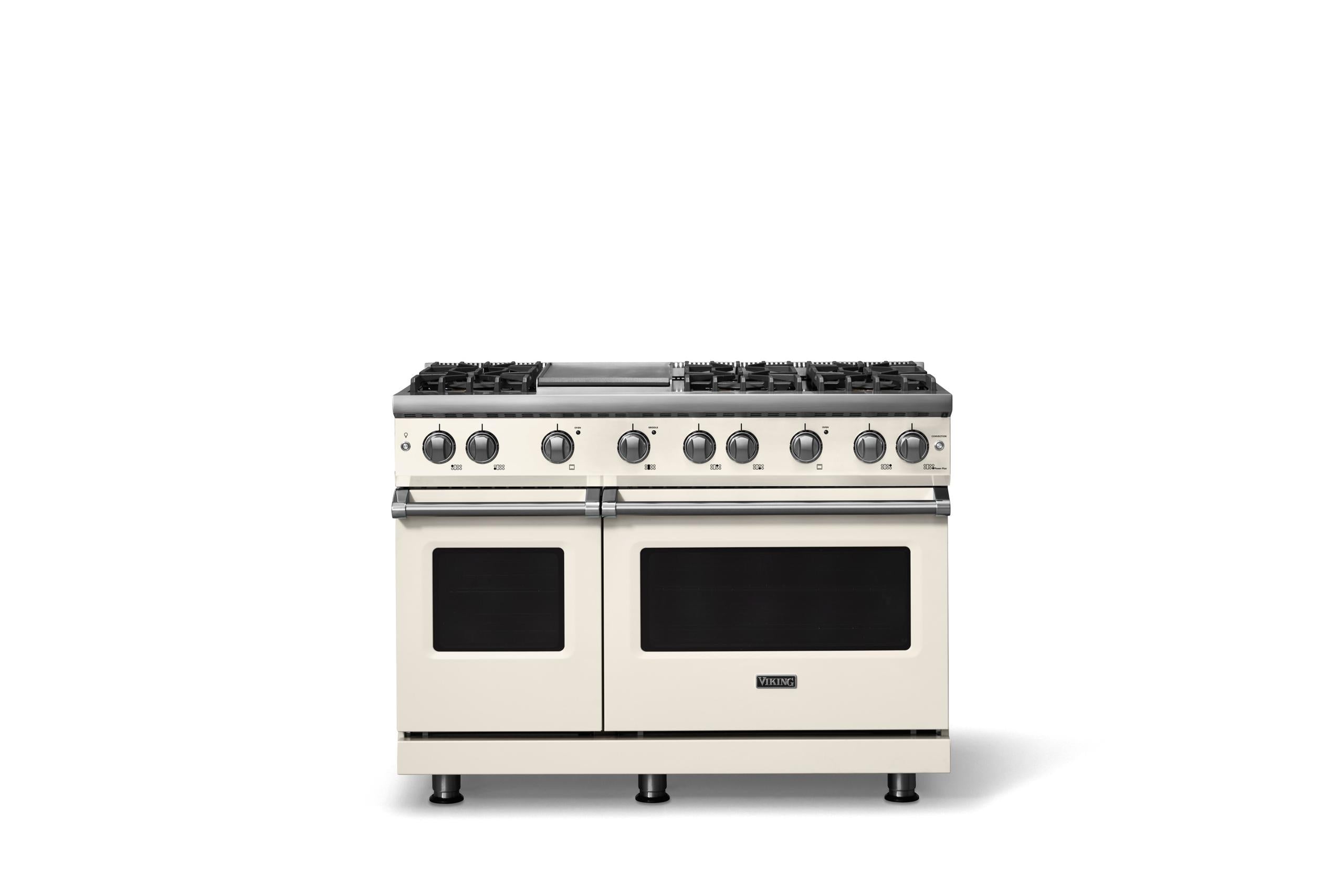 48"W. Sealed Burner Gas Range (Burner: 6g, Finish: Pure White, Trim: Polished Chrome, Fuel: Natural Gas)