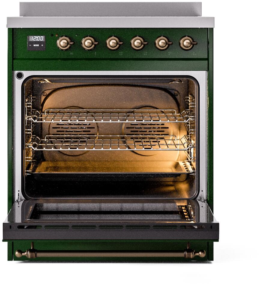 Nostalgie II 30 Inch Electric Freestanding Range in Emerald Green with Bronze Trim