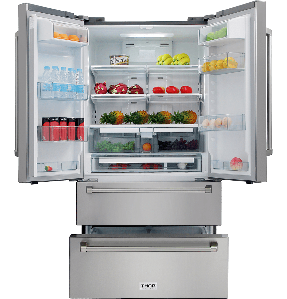36 Inch Professional French Door Refrigerator In Stainless Steel, Counter Depth