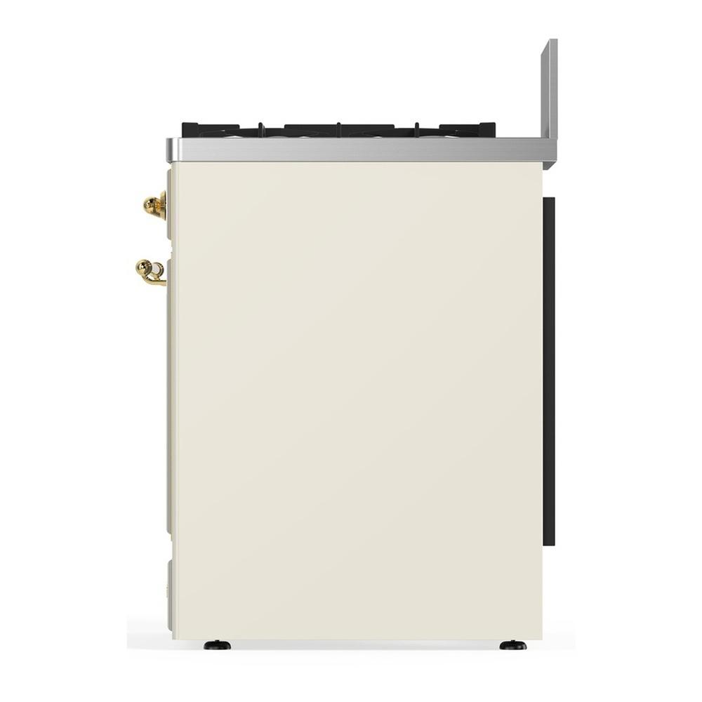 ILVE UM30QNR3AWG Majestic III 30 inch Dual Fuel Range with 5 Black Brass Burners, Dual Function Burner up to 25,000 BTU (Natural Gas, Solid Door, Antique White, Brass)