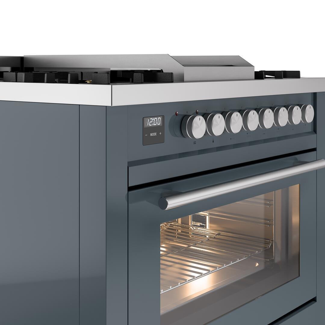 Professional Plus II 36 Inch Dual Fuel Liquid Propane Freestanding Range in Blue Grey with Trim
