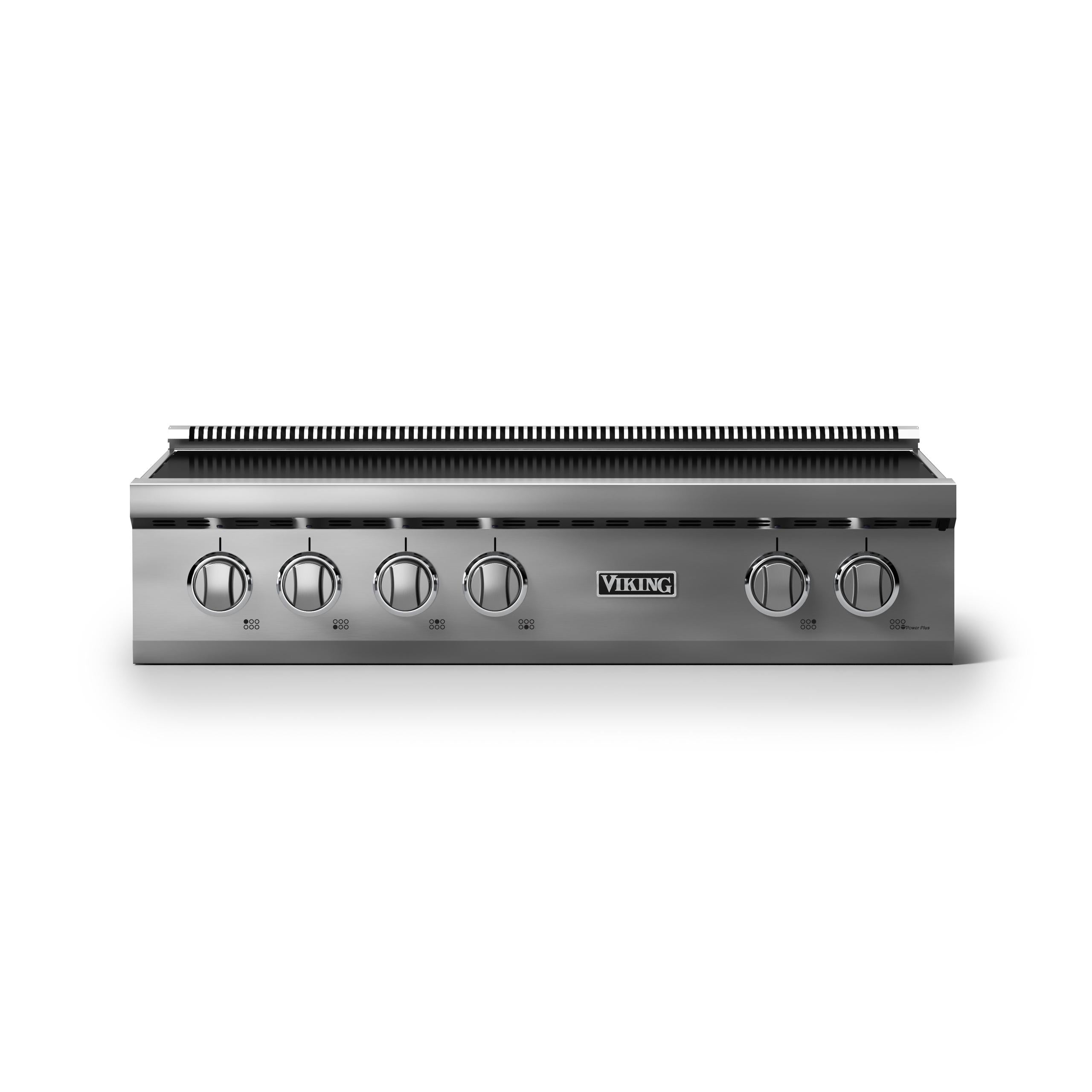 36"W. Electric Rangetop (Finish: Stainless Steel, Trim: Polished Chrome)