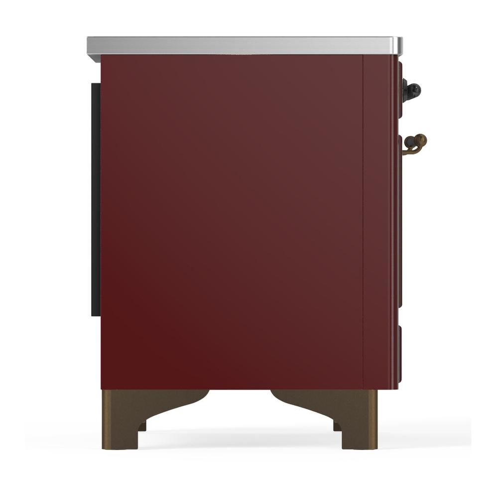 ILVE UMDIB40NR3BUB Majestic III 40 inch Induction Range with 6 Elements, 3.82 cu. ft. Total Oven Capacity (Triple Glass Door, Burgundy, Burnished)