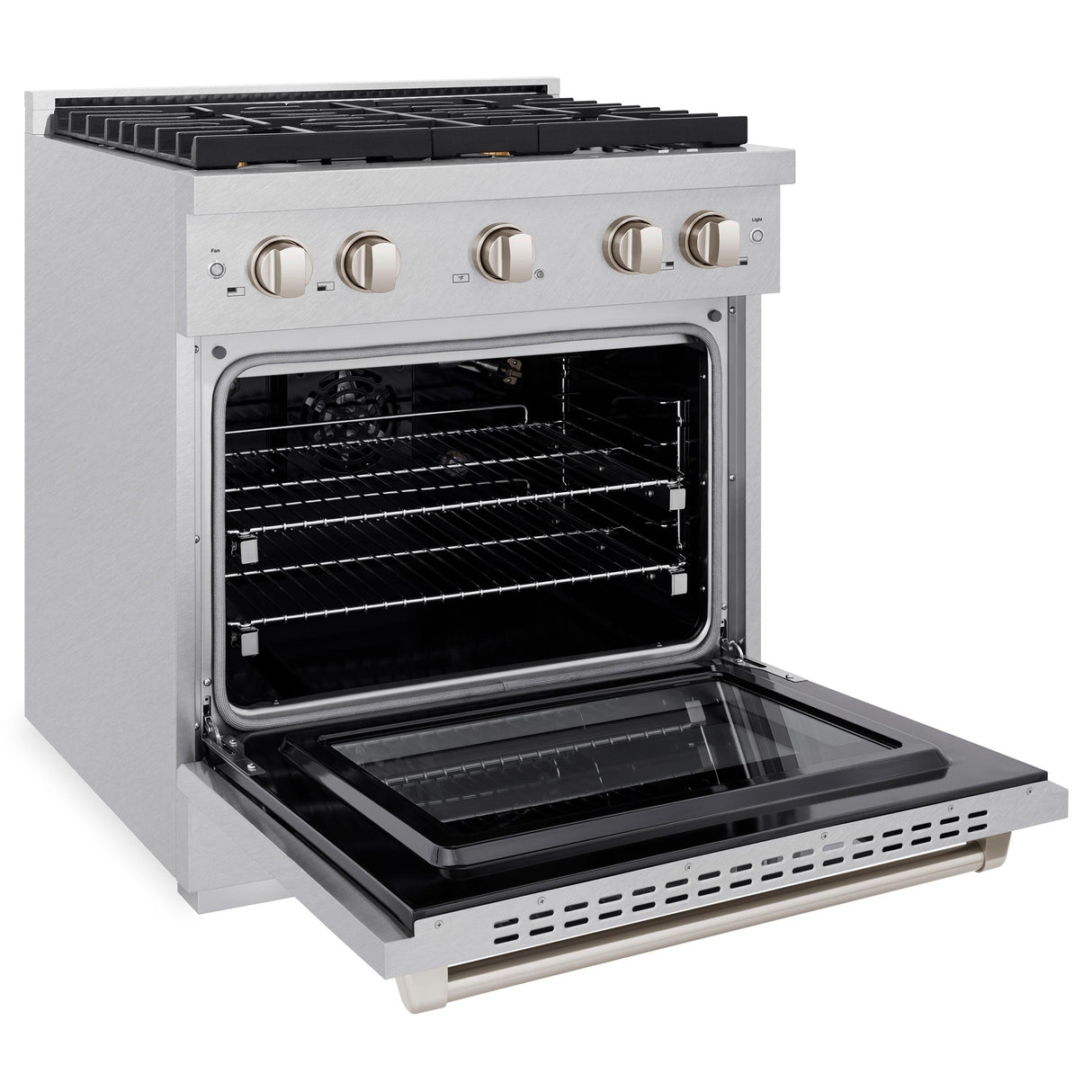 ZLINE 30 in. 4.2 cu. ft. Gas Range with Convection Gas Oven in DuraSnow' Stainless Steel with 4 Brass Burners (SGRS-BR-30)