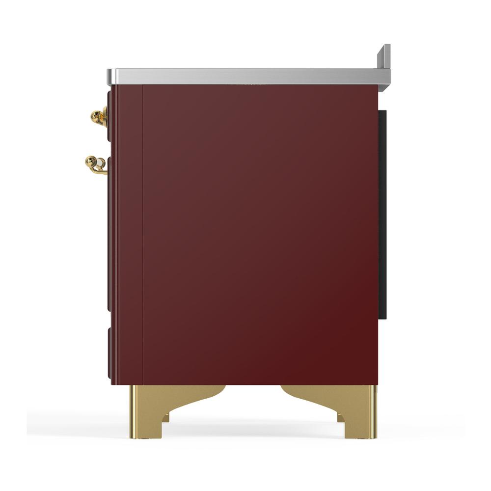 ILVE UMIB48NR3BUG Majestic III 48 inch Induction Range with 6 Elements, 5.02 cu. ft. Total Oven Capacity (Triple Glass Door, Burgundy, Brass)