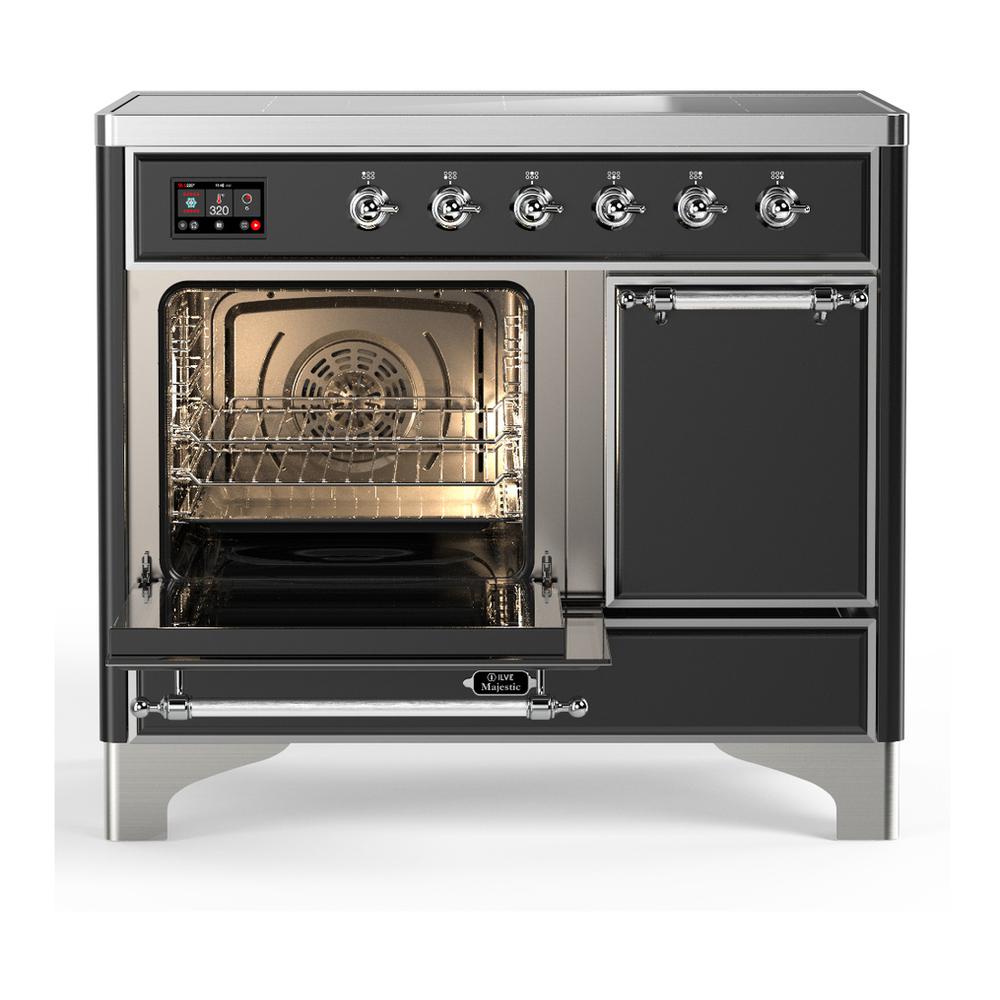 ILVE UMDIB40QNR3MGC Majestic III 40 inch Induction Range with 6 Elements, 3.82 cu. ft. Total Oven Capacity (Solid Door, Graphite Matte, Chrome)