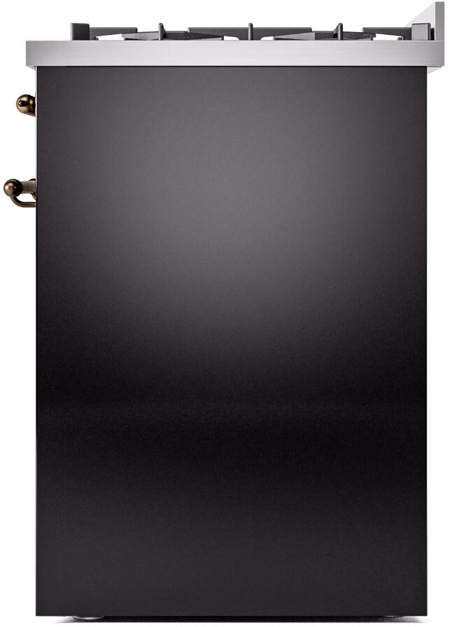 Nostalgie II 30 Inch Dual Fuel Liquid Propane Freestanding Range in Glossy Black with Bronze Trim