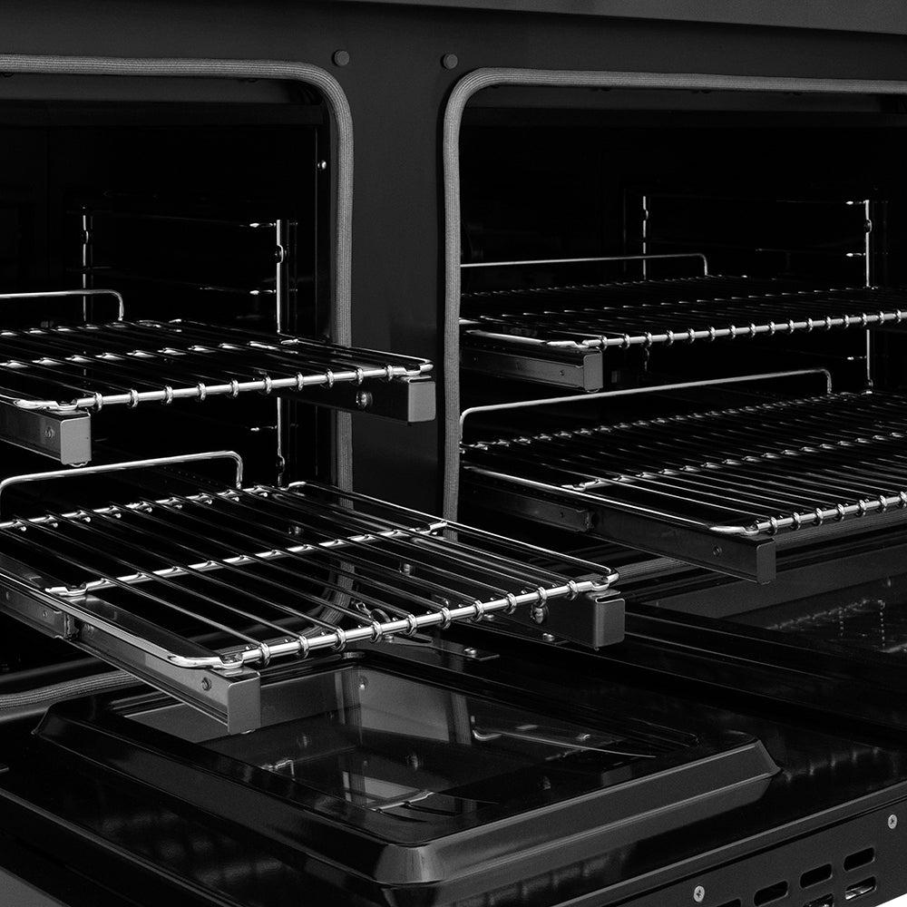 ZLINE Autograph Edition 48 in. 6.7 cu. ft. Paramount Dual Fuel Range with 8 Burner DuoPro? Cooktop and Dual Ovens in Black Stainless Steel and Champagne Bronze Accents (PSDRBZ-48-CB)