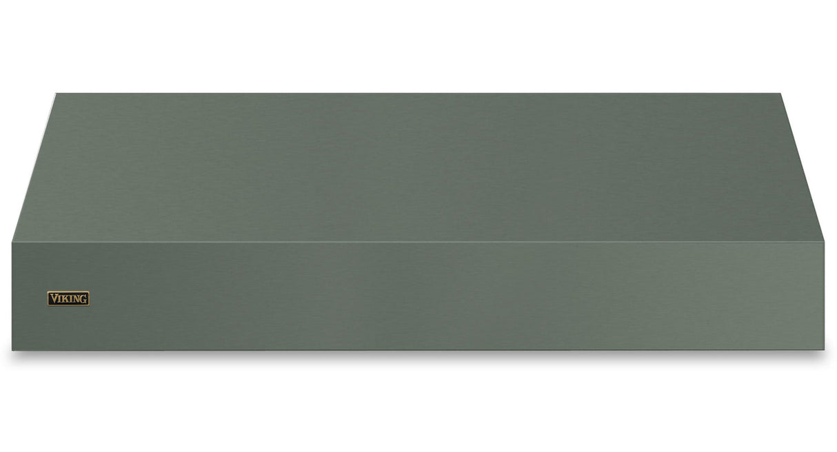 60"W. 18"H. Wall Hood (Finish: Eucalyptus, Trim: Brushed Brass)