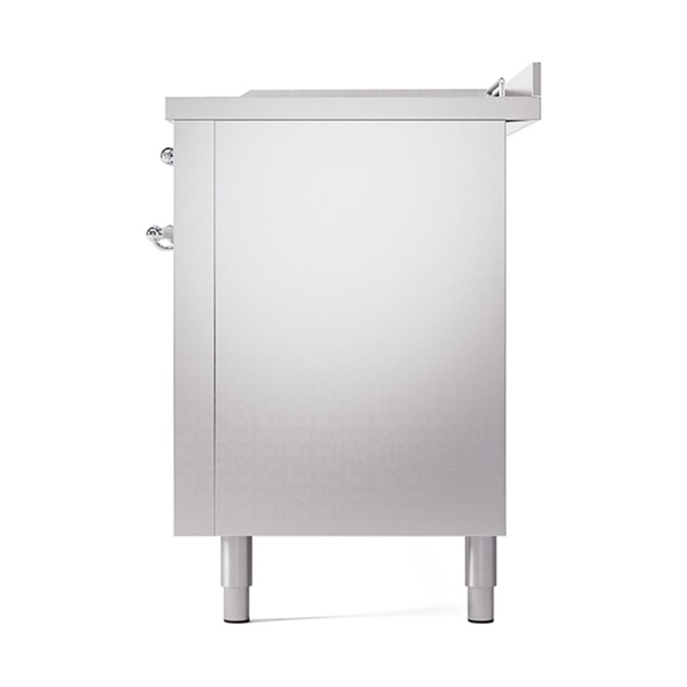 ILVE UN60FSQNMPSSC Nostalgie II Noblesse 60 inch Dual Fuel Range (7 Sealed Burners + Griddle + French Top, Natural Gas, Solid Door, Stainless Steel, Chrome)