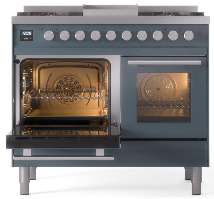 Professional Plus II 40 Inch Dual Fuel Natural Gas Freestanding Range in Blue Grey with Trim