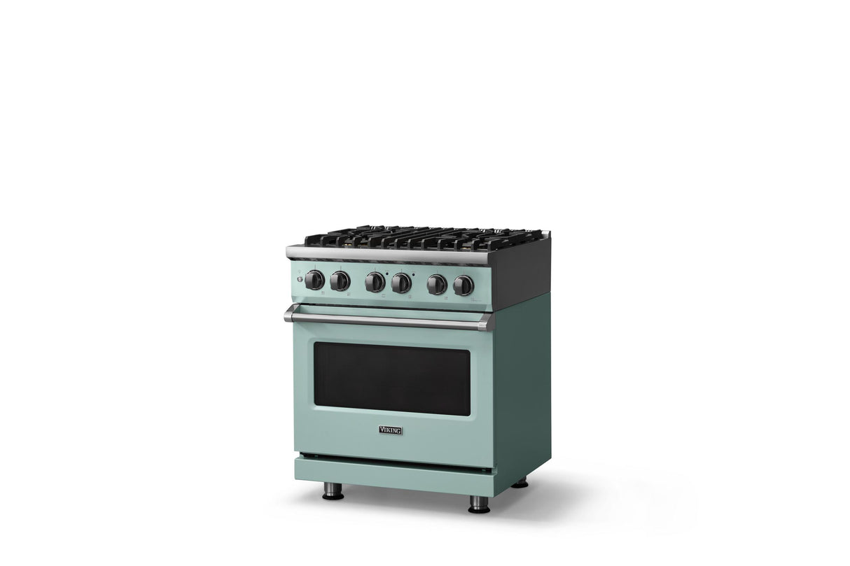 30"W. Dual Fuel Range (Finish: Splash, Trim: Polished Chrome, Fuel: Natural Gas)