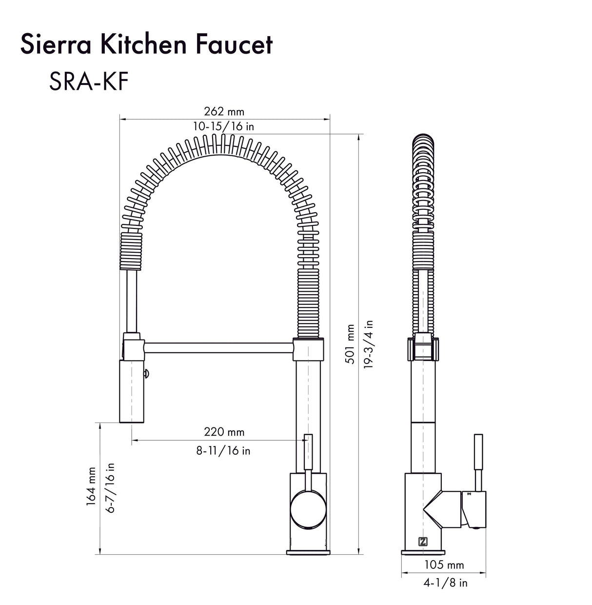 ZLINE Autograph Edition Sierra Pull Down Spring Single Handle Kitchen Faucet in Brushed Nickel and Champagne Bronze (SRA-KF-ZBNCB)