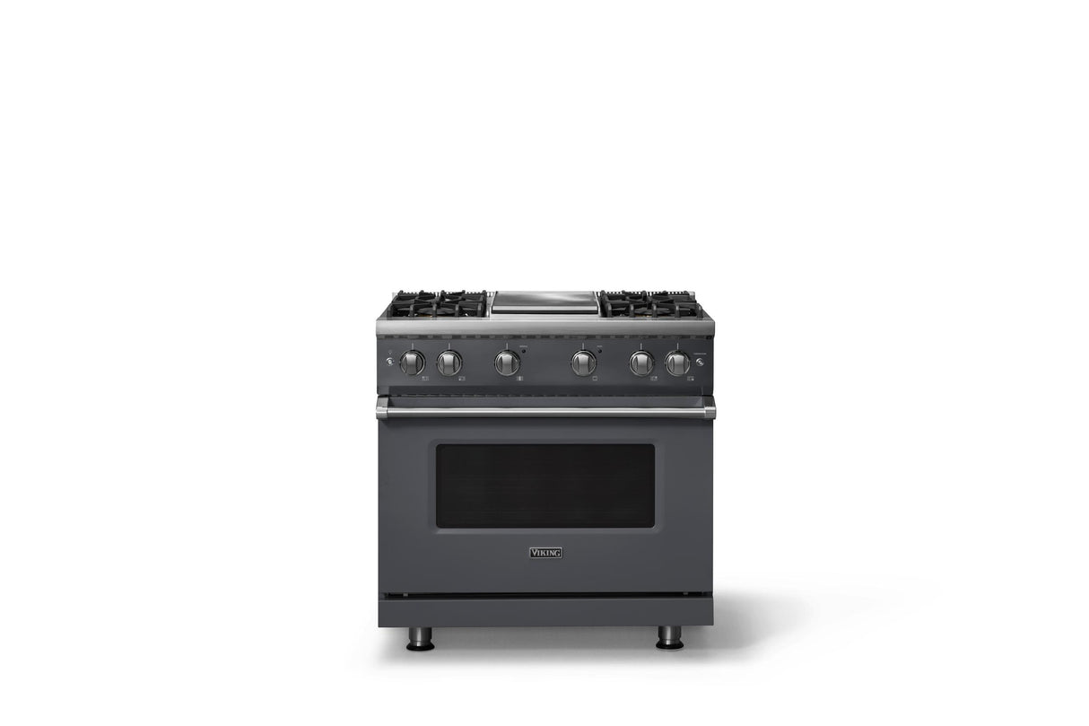 36"W. Sealed Burner Gas Range (Burner: 4g, Finish: Cast Black, Trim: Polished Chrome, Fuel: Propane)
