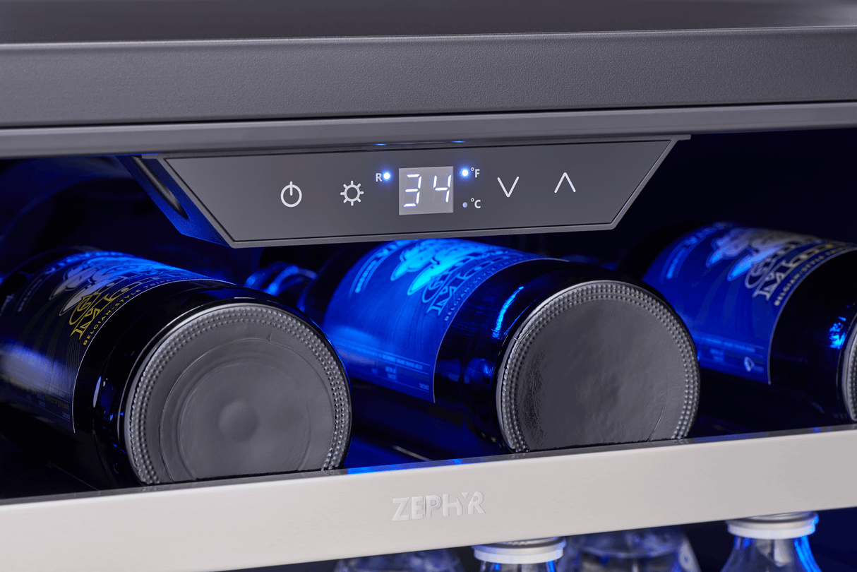 Presrv Pro Beverage Cooler, 24in Under Cabinet, SS+Glass, Reverse Door, 1 Zone