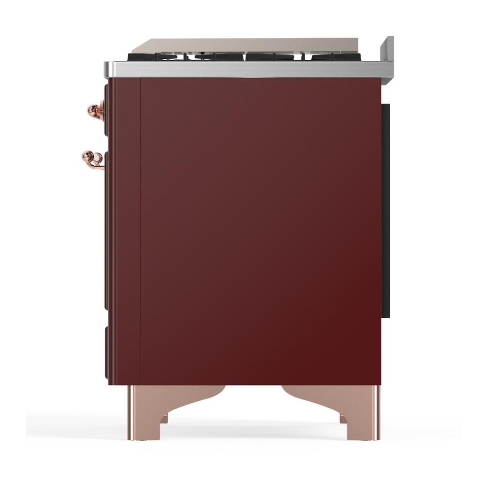 ILVE UMD40FQNR3BUP Majestic III 40 inch Dual Fuel Range with 6 Burners and Griddle, Dual Function Burner up to 25,000 BTU (Natural Gas, Solid Door, Burgundy, Copper)