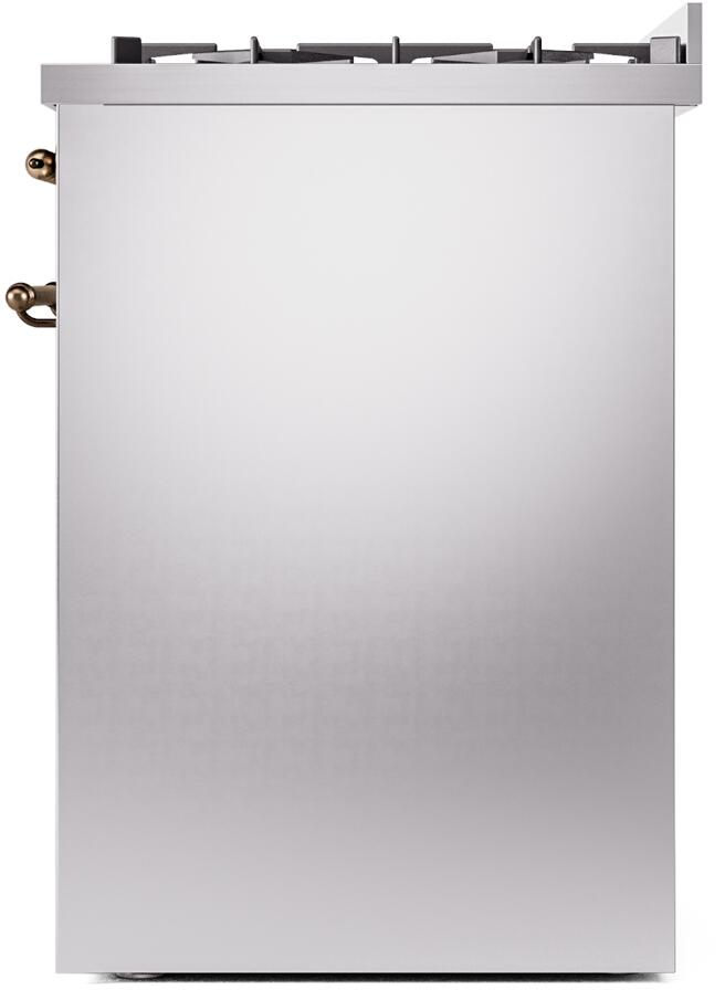 Nostalgie II 30 Inch Dual Fuel Natural Gas Freestanding Range in Stainless Steel with Bronze Trim