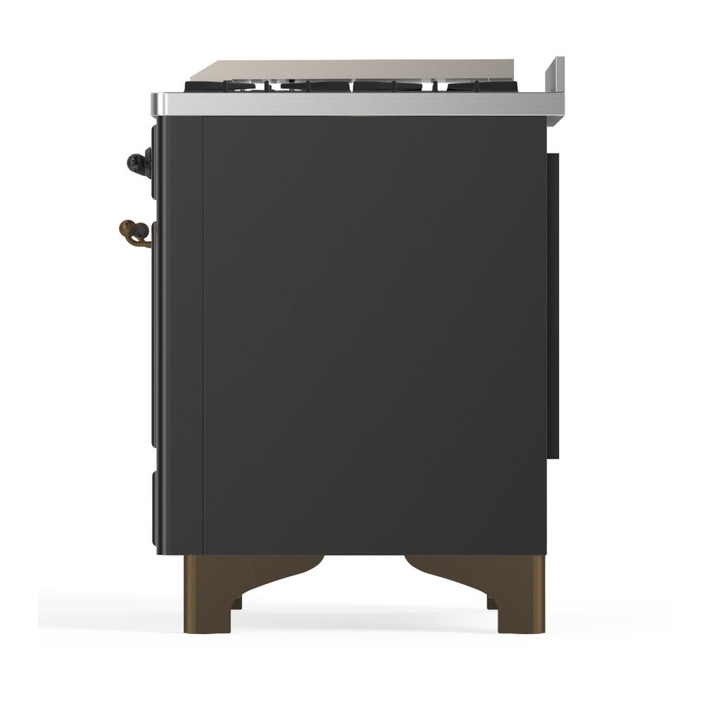 ILVE UM48FNR3MGBLP Majestic III 48 inch Dual Fuel Range with 8 Burners and Griddle, Dual Function Burner up to 25,000 BTU (Liquid Propane, Triple Glass Door, Graphite Matte, Burnished)