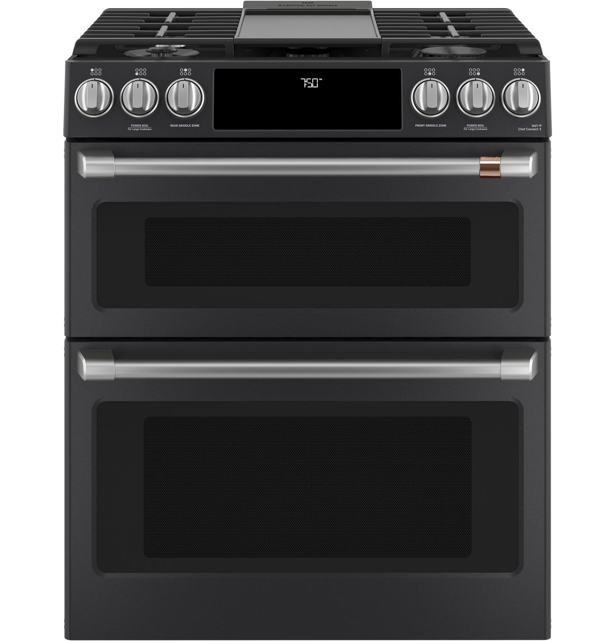 Café™ 30" Smart Slide-In, Front-Control, Gas Double-Oven Range with Convection
