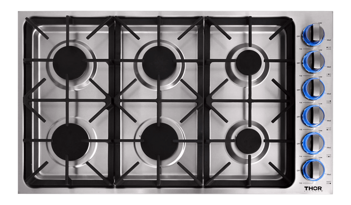 Thor Kitchen 36 Inch Professional Drop-in Gas Cooktop In Stainless Steel - Model Tgc3601