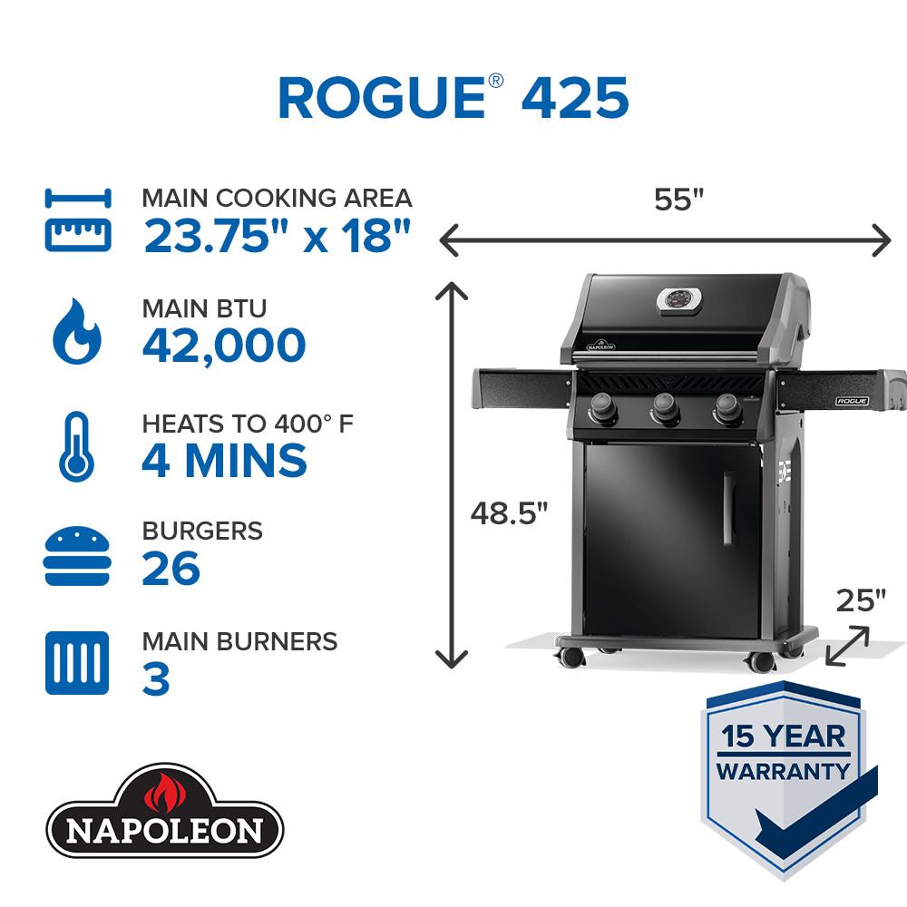 Rogue 425 Gas Grill , Propane, Black