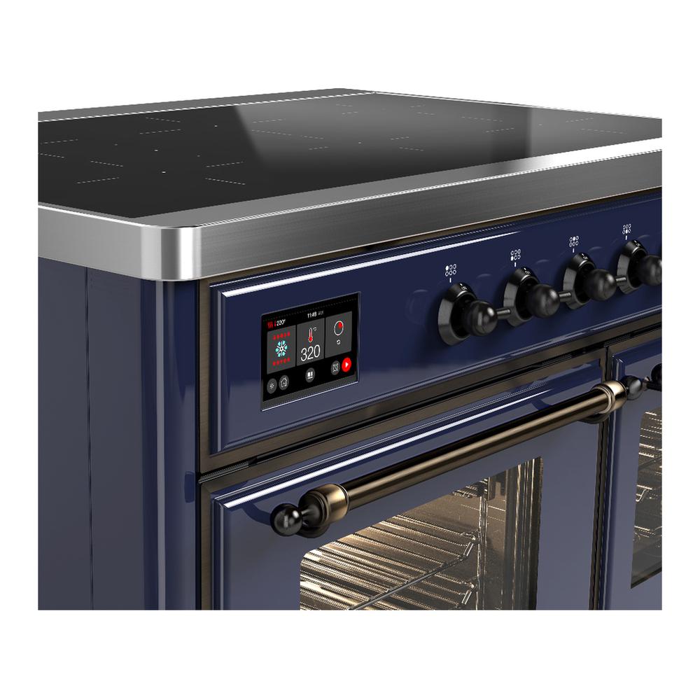 ILVE UMDIB40NR3MBB Majestic III 40 inch Induction Range with 6 Elements, 3.82 cu. ft. Total Oven Capacity (Triple Glass Door, Midnight Blue, Burnished)
