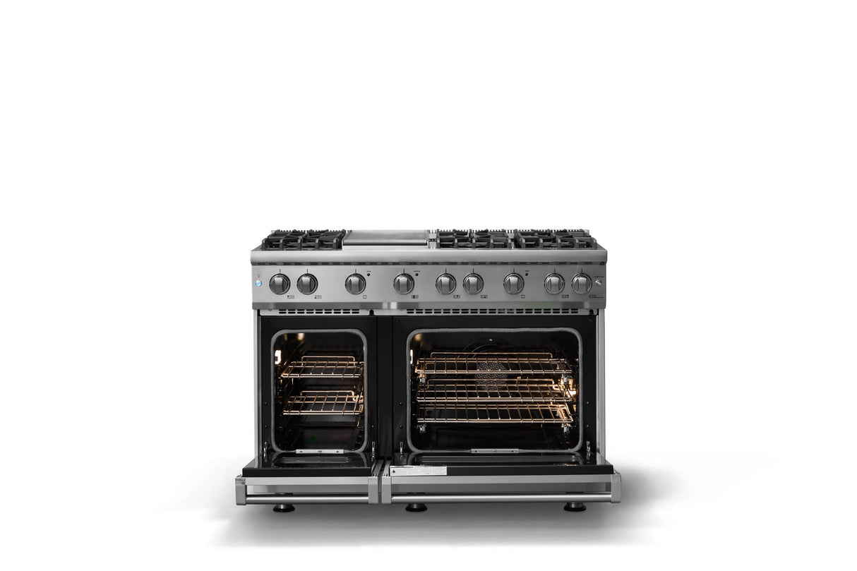 48"W. Sealed Burner Gas Range (Burner: 6g, Finish: Stainless Steel, Trim: Polished Chrome, Fuel: Natural Gas)