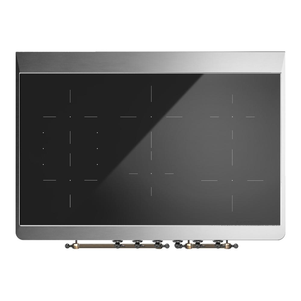 ILVE UMDIB40NR3BKB Majestic III 40 inch Induction Range with 6 Elements, 3.82 cu. ft. Total Oven Capacity (Triple Glass Door, Glossy Black, Burnished)