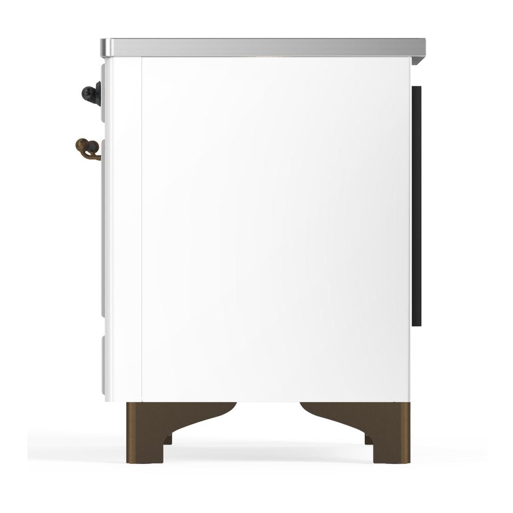 ILVE UMDIB40NR3WHB Majestic III 40 inch Induction Range with 6 Elements, 3.82 cu. ft. Total Oven Capacity (Triple Glass Door, White, Burnished)