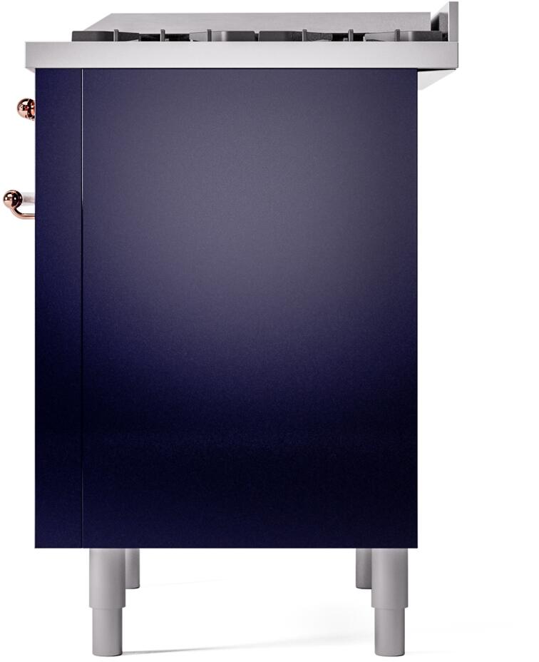 Nostalgie II 36 Inch Dual Fuel Liquid Propane Freestanding Range in Blue with Copper Trim