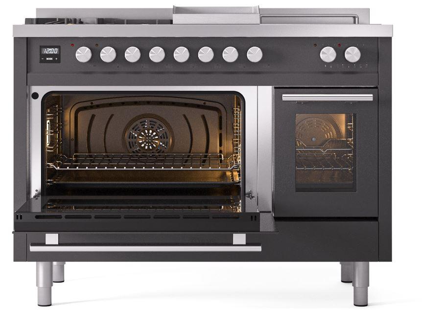 Professional Plus II 48 Inch Dual Fuel Liquid Propane Freestanding Range in Matte Graphite with Trim