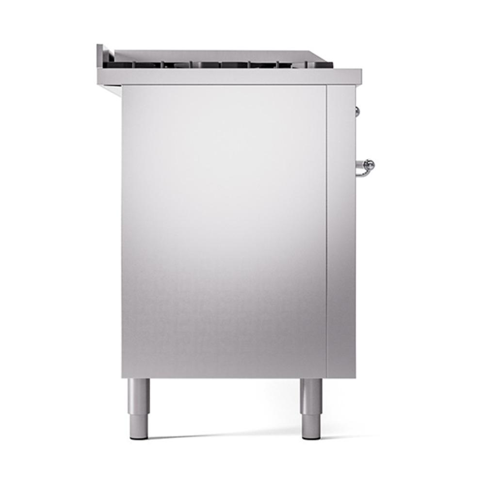 ILVE UN60FSQNMPSSC Nostalgie II Noblesse 60 inch Dual Fuel Range (7 Sealed Burners + Griddle + French Top, Natural Gas, Solid Door, Stainless Steel, Chrome)