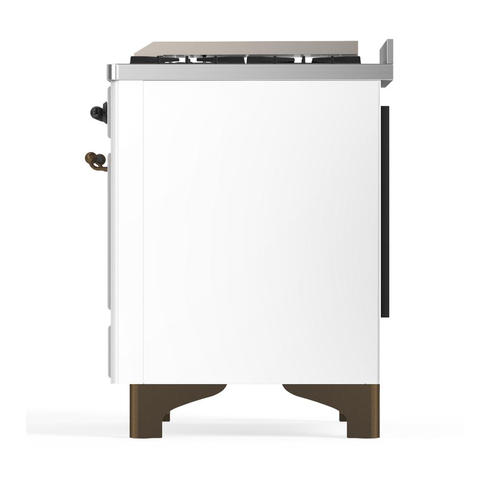 ILVE UM60FSNR3WHBLP Majestic III 60 inch Dual Fuel Range with 7 Burners, Griddle and French Top, Dual Function Burner with up to 25,000 BTU (Liquid Propane, Triple Glass Door, White, Burnished)