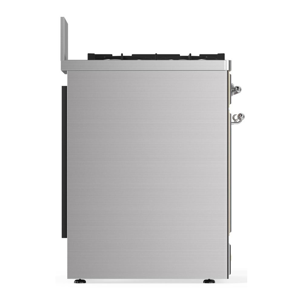 ILVE UM30NR3SSC Majestic III 30 inch Dual Fuel Range with 5 Black Brass Burners, Dual Function Burner up to 25,000 BTU (Natural Gas, Triple Glass Door, Stainless Steel, Chrome)