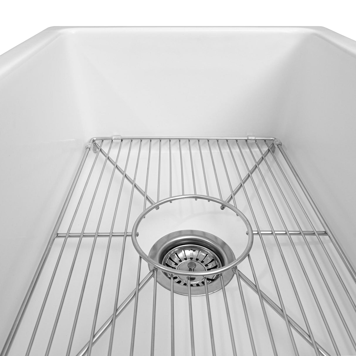 ZLINE 24 in. Venice Farmhouse Apron Front Reversible Single Bowl Fireclay Kitchen Sink with Bottom Grid in White Matte (FRC5120-WM-24)