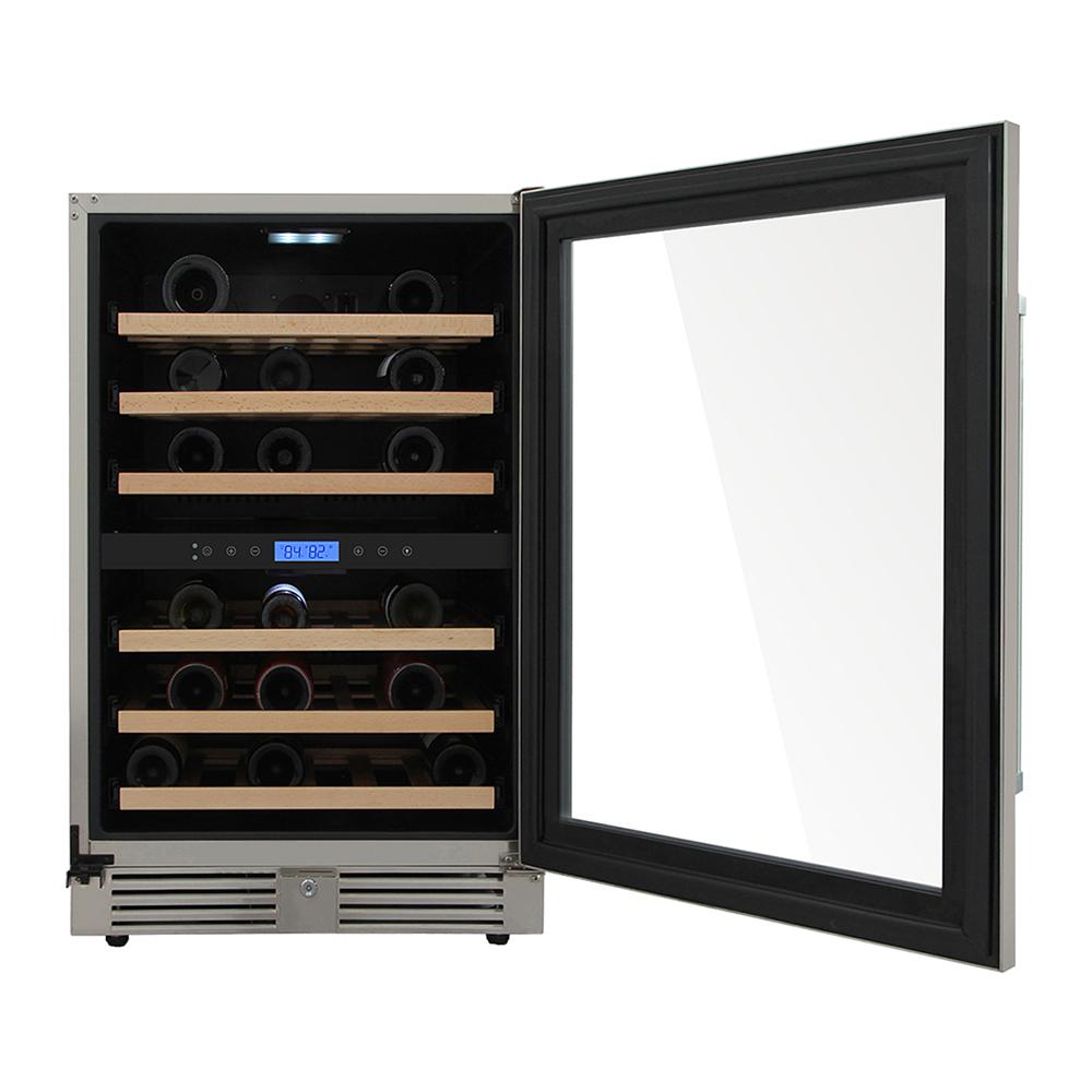 24 Inch Dual Zone Indoor/outdoor Wine Cooler, 46 Wine Bottle Capacity