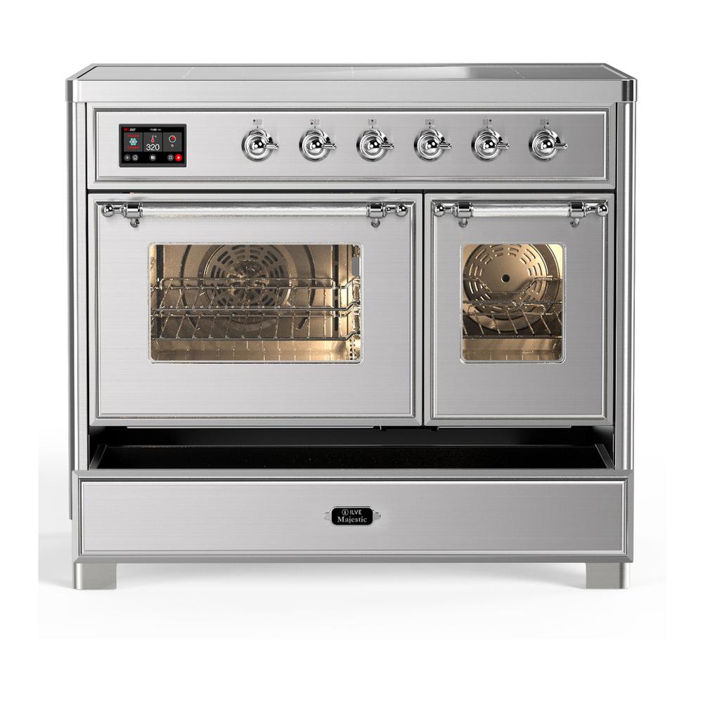 ILVE UMDIB40NR3SSC Majestic III 40 inch Induction Range with 6 Elements, 3.82 cu. ft. Total Oven Capacity (Triple Glass Door, Stainless Steel, Chrome)