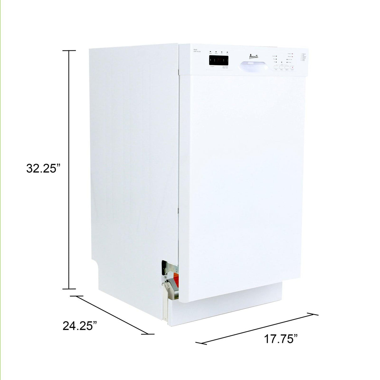 Avanti 18" Built In Dishwasher - White