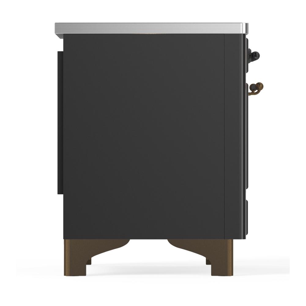ILVE UMDIB40QNR3MGB Majestic III 40 inch Induction Range with 6 Elements, 3.82 cu. ft. Total Oven Capacity (Solid Door, Graphite Matte, Burnished)